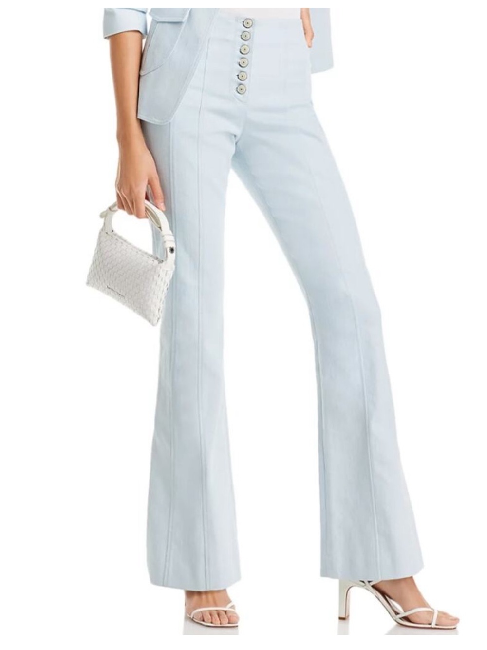 CINQ À SEPT Carolina Button Front High-Rise Flare Pants Baby Blue Size 2